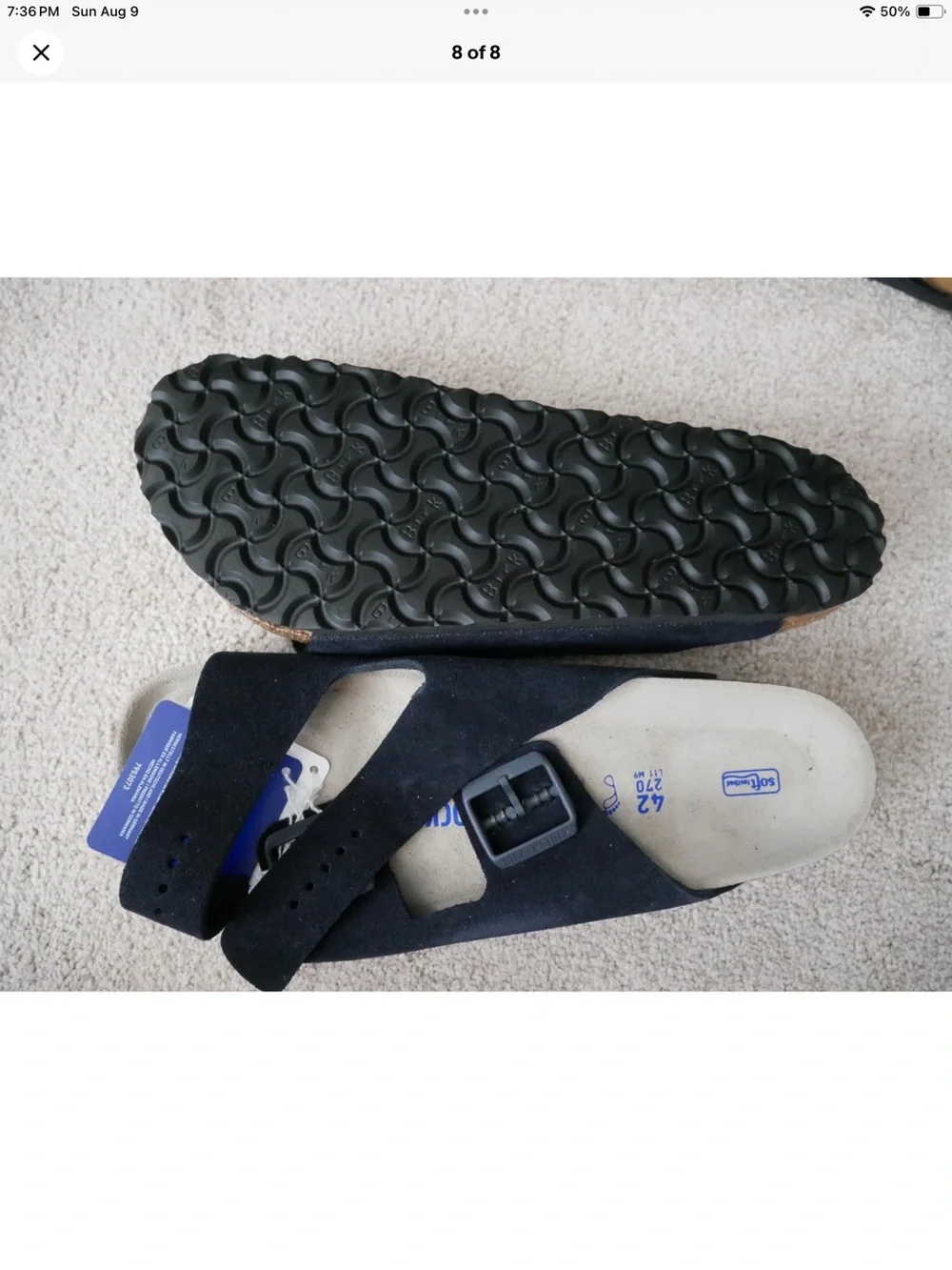 Birkenstock men's Arizona Suede Sandals Midnight size 42 New w/box!